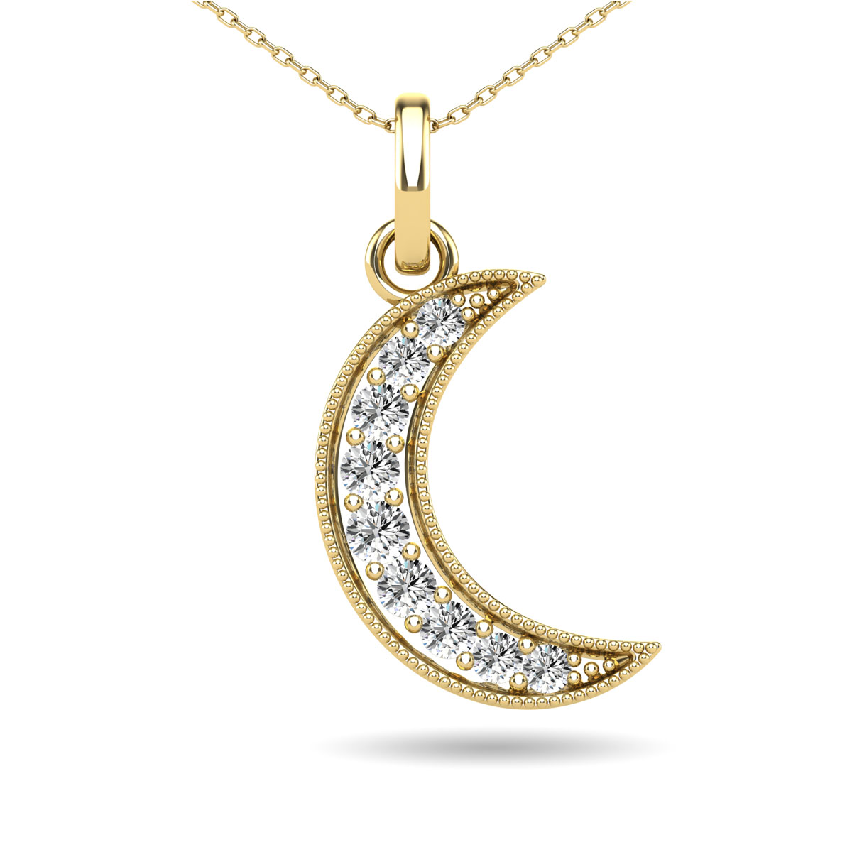 Colgante de luna creciente con diamantes de 1/10 quilates en oro amarillo de 10 quilates.