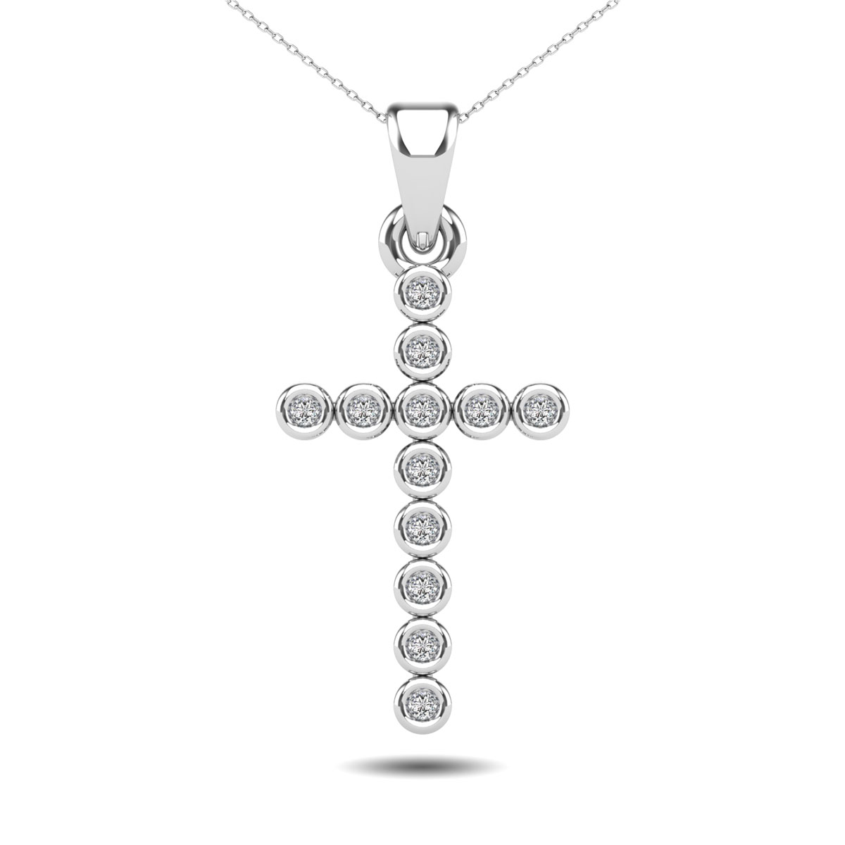 Colgante de cruz con diamantes engastados en bisel de 1/20 ct.