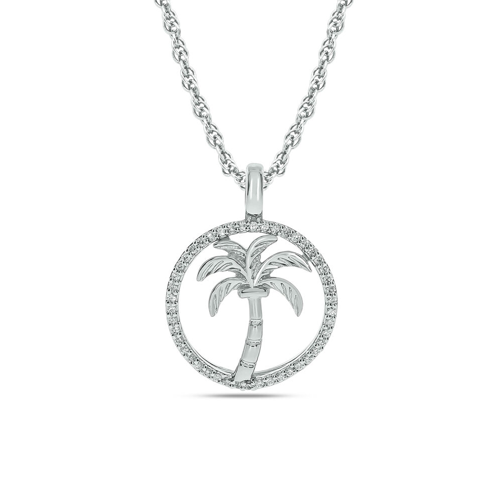 Colgante de palmera con diseño del Mar de la Vida y diamantes, 1/8 ct tw en plata de ley.