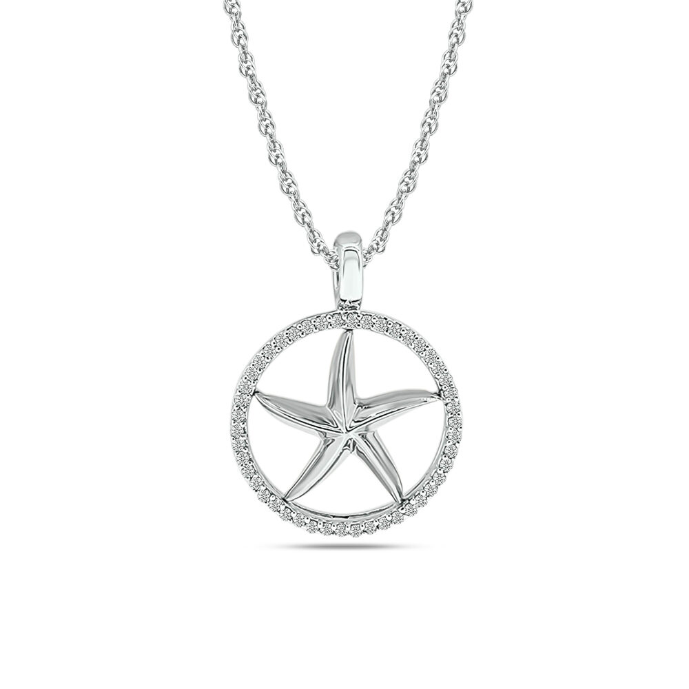 Colgante de estrella de mar con diamantes, 1/8 ct tw en plata de ley