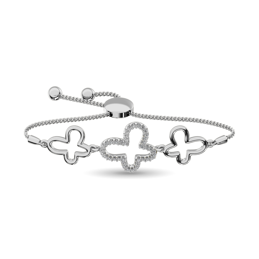 Pulsera de plata de ley con diamantes de 1/8 ct en total.