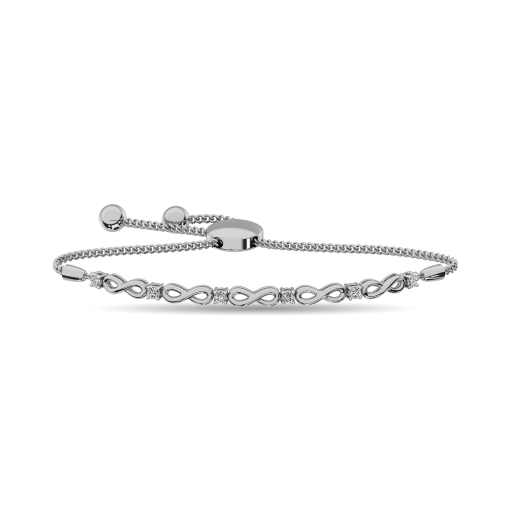 Pulsera Infinity de diamantes de 1/50 ct en plata de ley