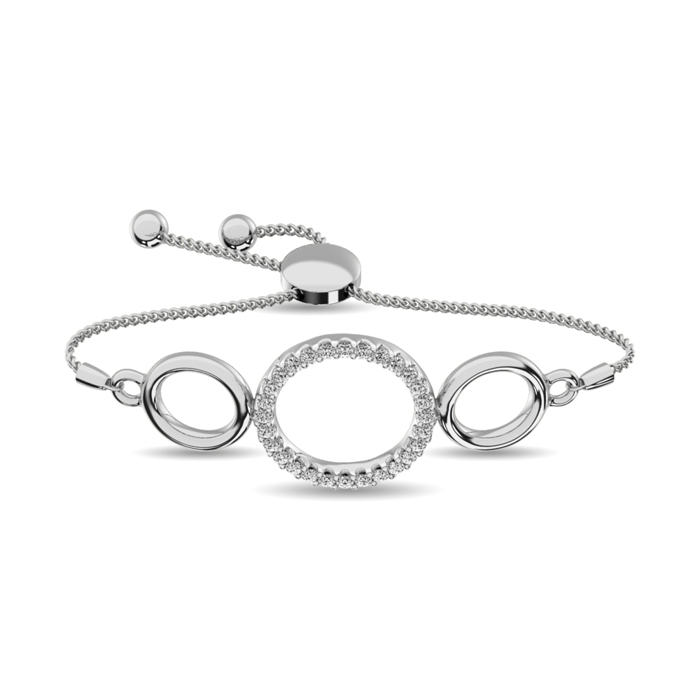 Pulsera circular de diamantes de 1/6 ct en plata de ley