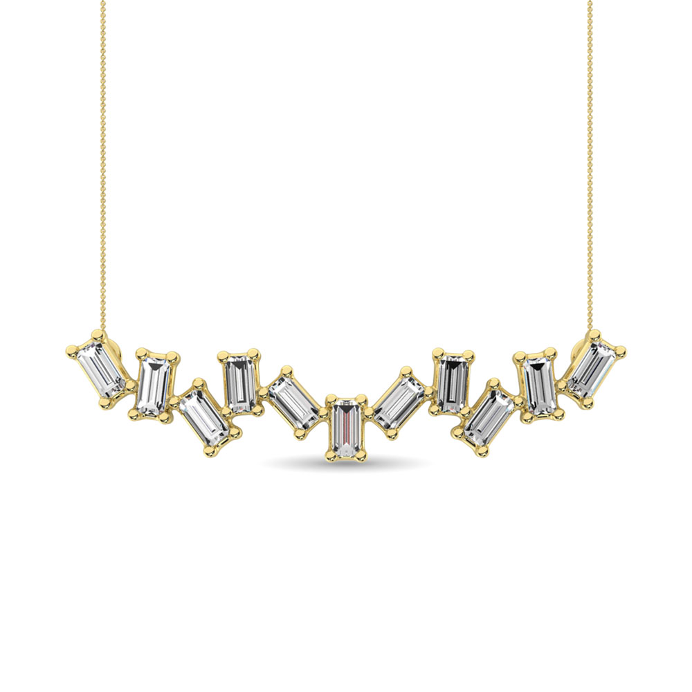Collar de moda con diamantes de 1/10 ct en oro amarillo de 10 quilates.