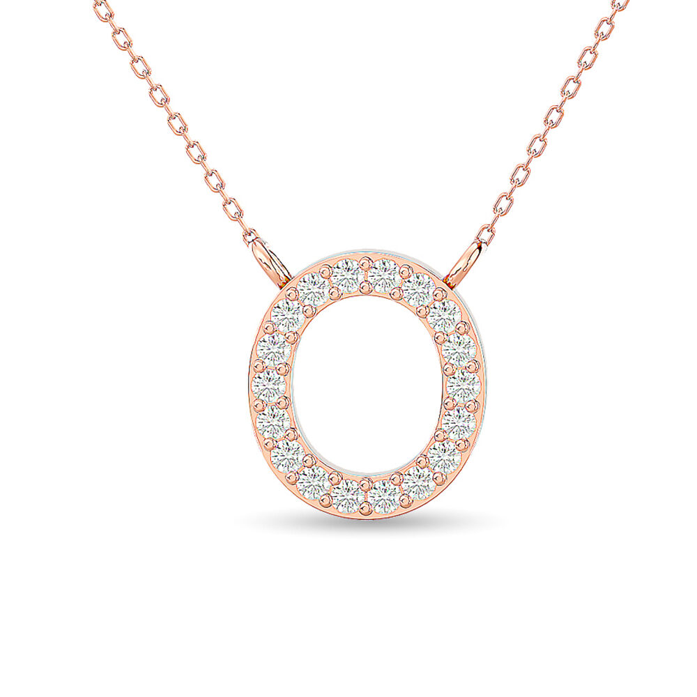Colgante de moda con diamante de 0,20 ct en oro rosa de 10 quilates (redondo).