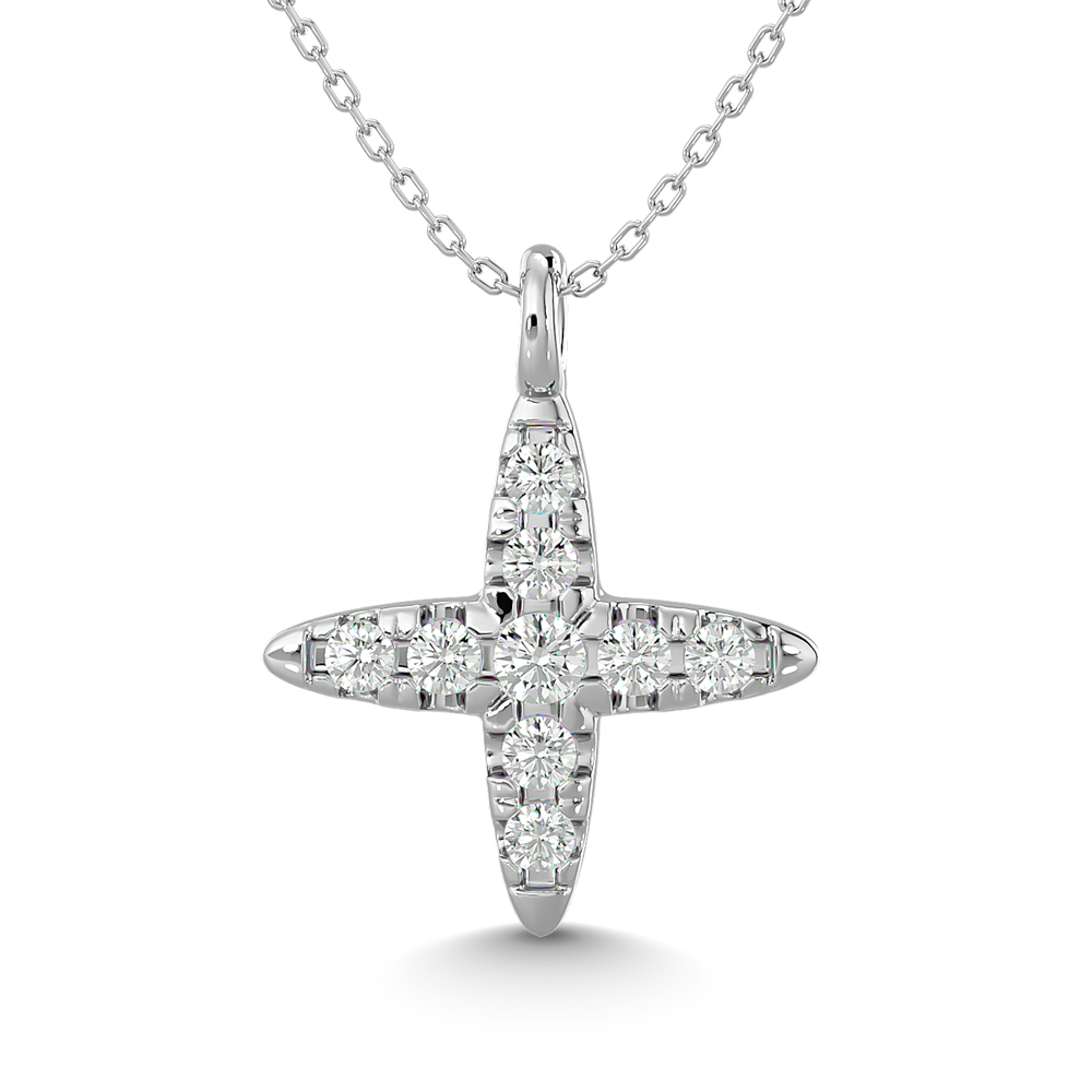 Colgante de oro blanco de 10 quilates con diamante de 1/20 quilates.