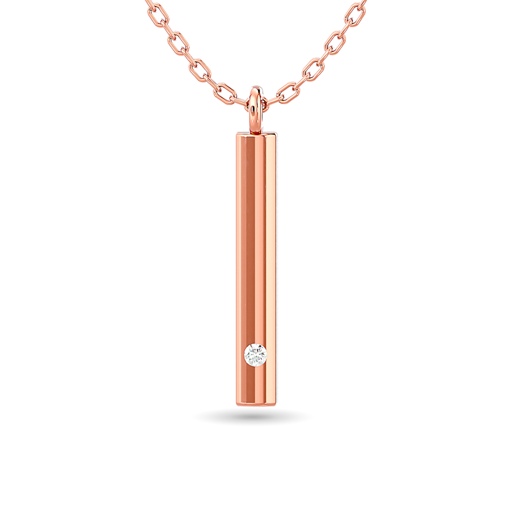 Colgante de barra de diamantes de 1/50 ct en oro rosa de 10 quilates (diamante).