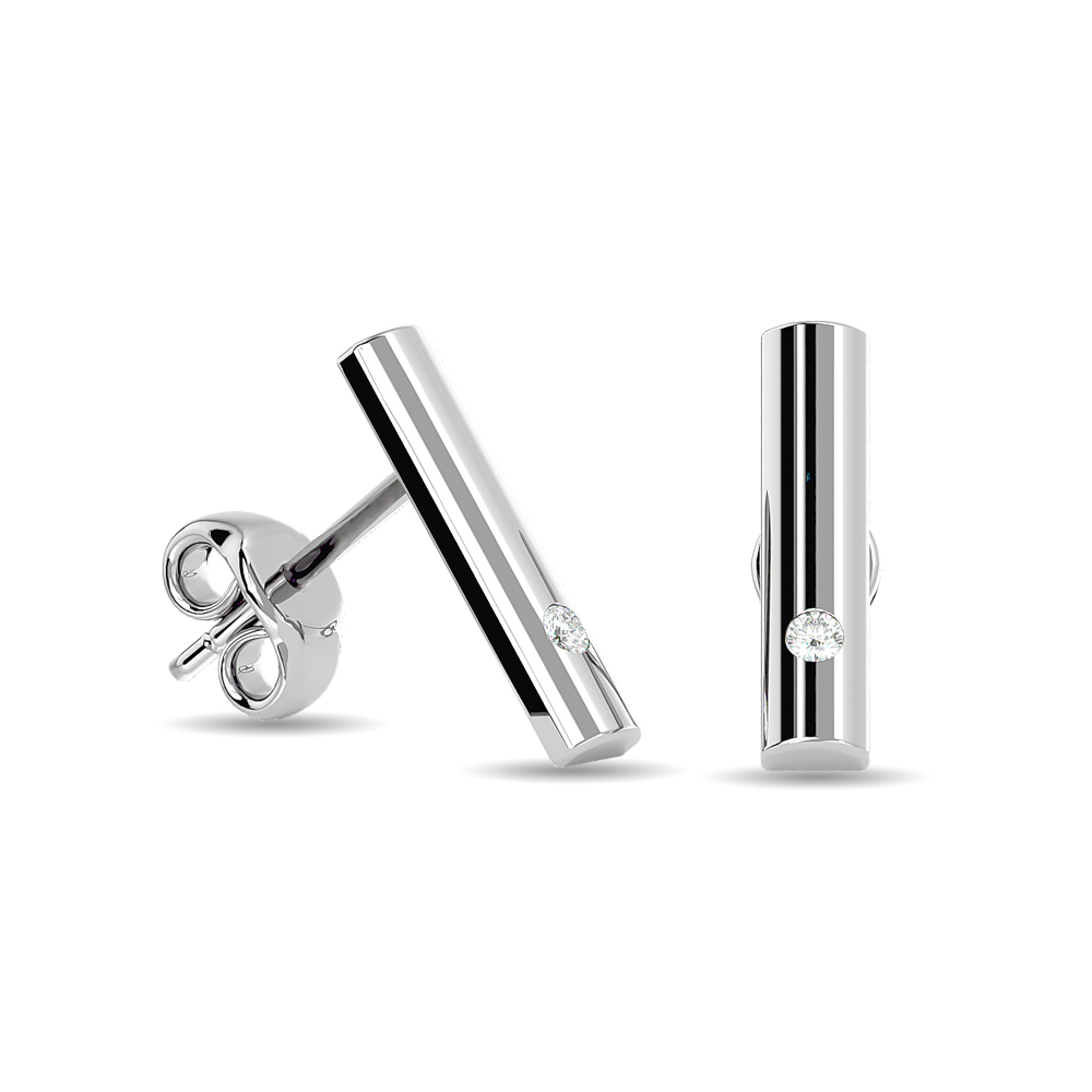 Pendientes de barra con diamantes de 1/20 ct en oro blanco de 10 quilates