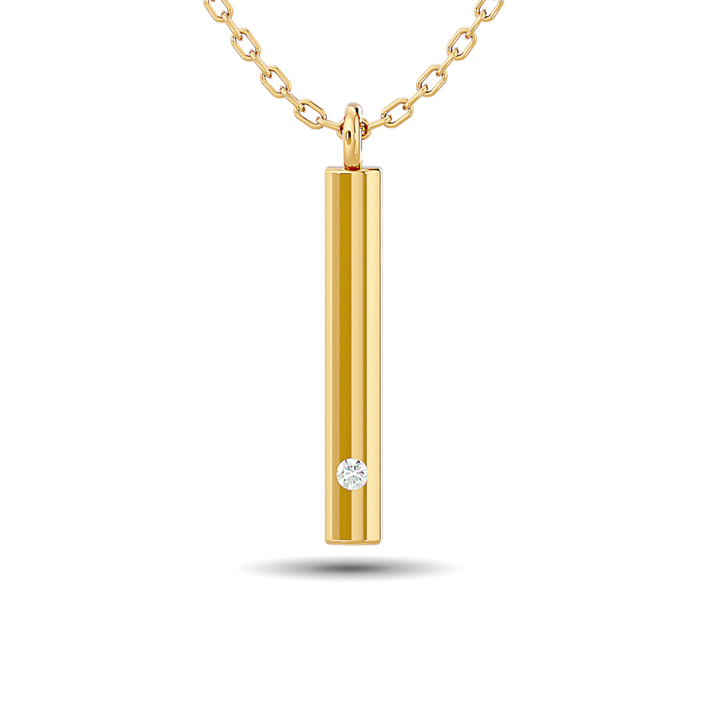 Colgante de barra de diamantes de 1/50 ct en oro amarillo de 10 quilates