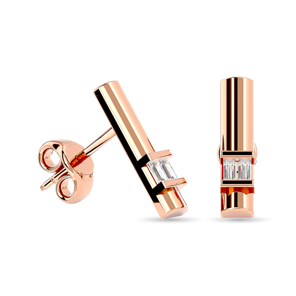 Pendientes de barra con diamantes de 1/20 ct en oro rosa de 10 quilates