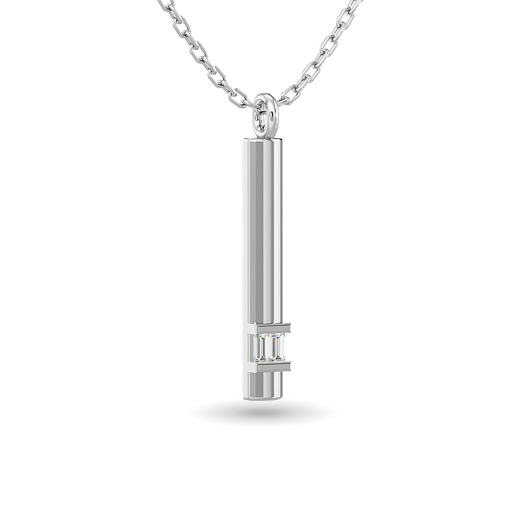 Colgante de barra de diamantes de 1/50 ct en oro blanco de 10 quilates (diámetro cuadrado)