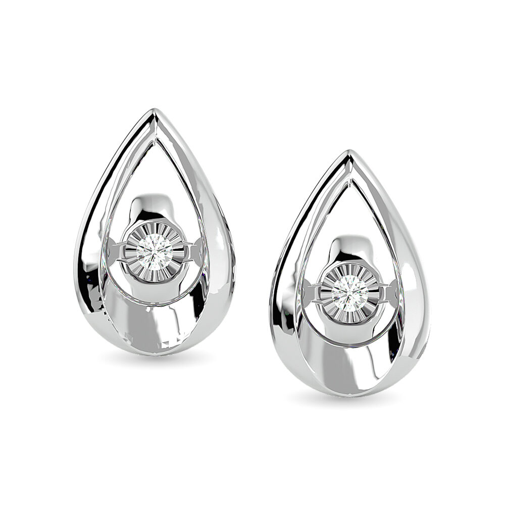 Pendientes de moda con diamantes de 1/20 ct en plata de ley (tipo colgante).