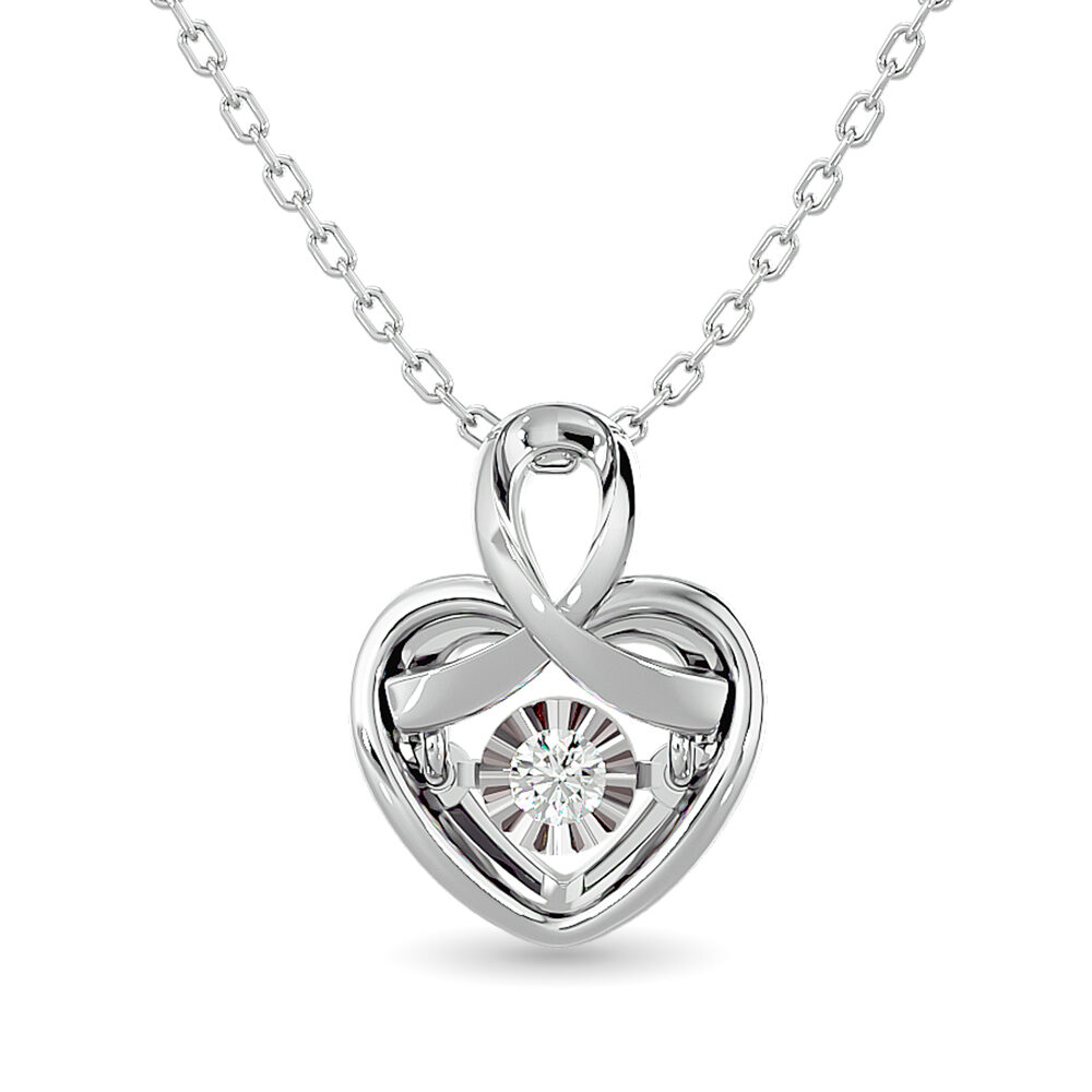 Colgante de corazón brillante con diamantes de 1/20 ct en plata de ley.