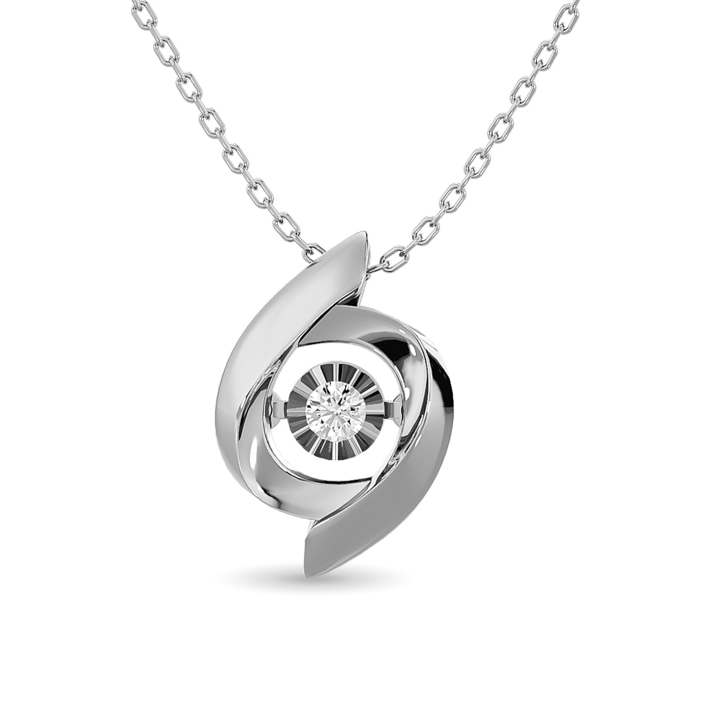 Colgante brillante con diamantes de 1/20 ct en plata de ley.