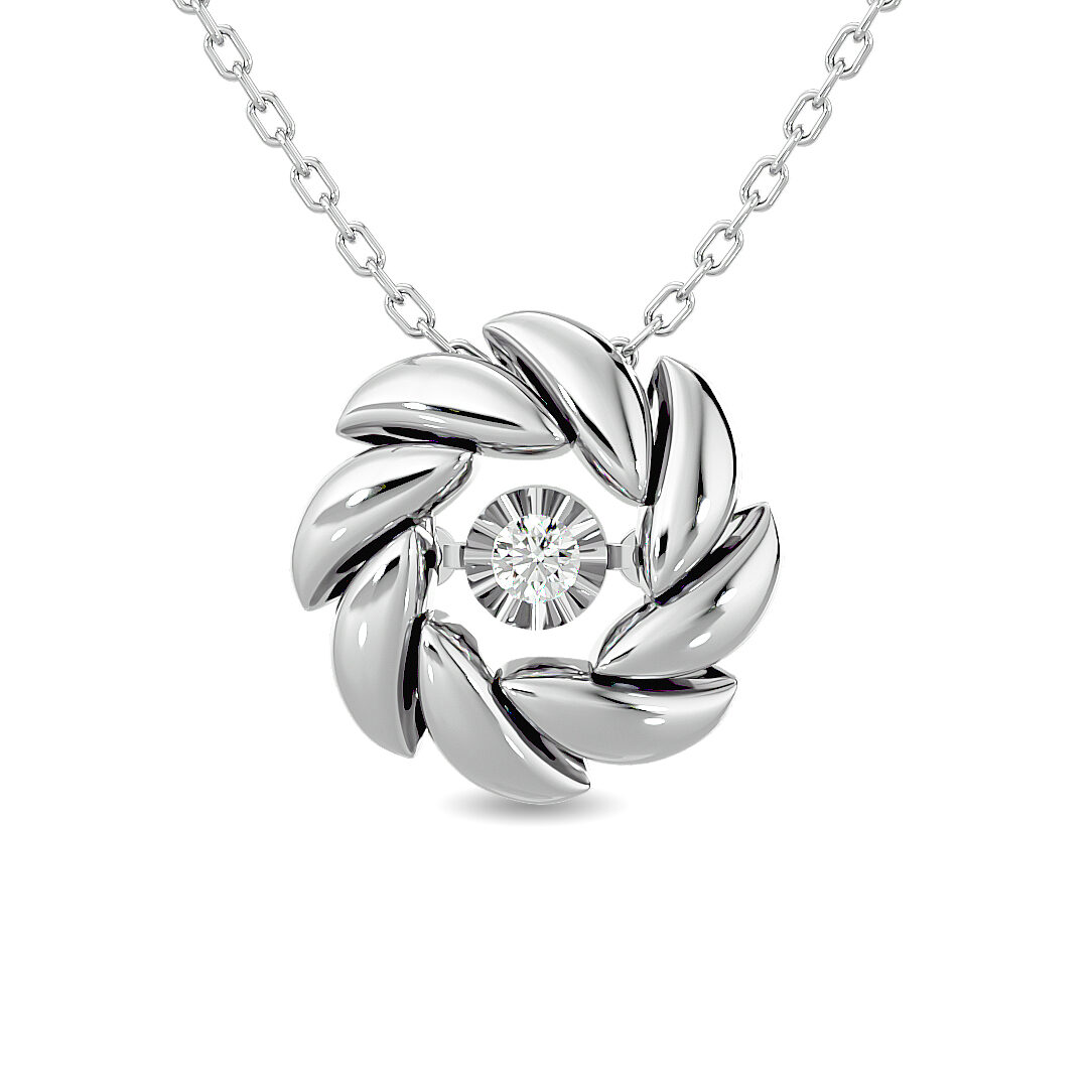Colgante de flor con diamantes de 1/20 ct engastados en plata de ley.