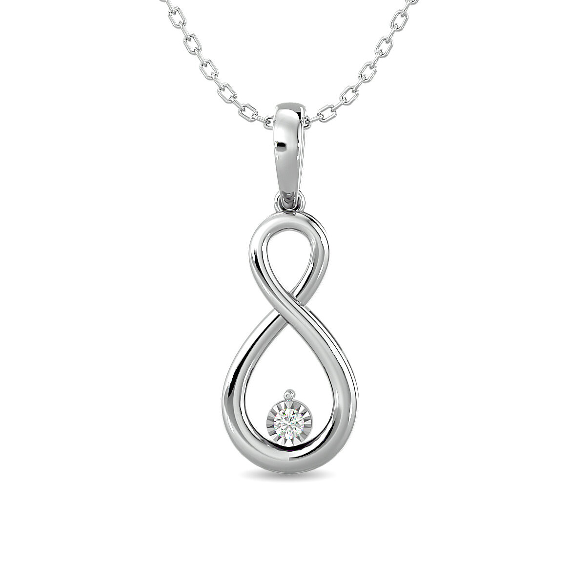 Pendientes Infinity con diamantes de 1/20 ct en plata de ley.