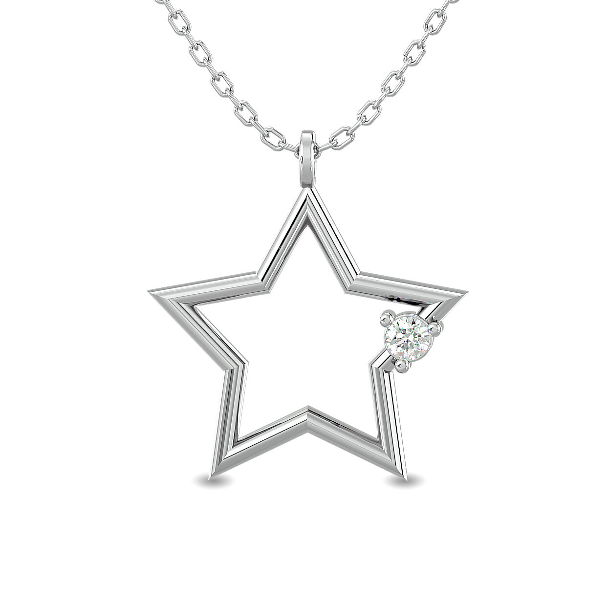 Colgante de estrella con diamantes de 1/20 ct engastados en plata de ley.