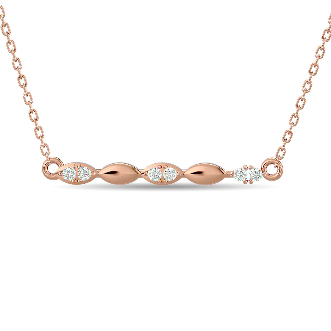 Collar de moda con diamantes de 1/10 ct en oro rosa de 10 quilates.