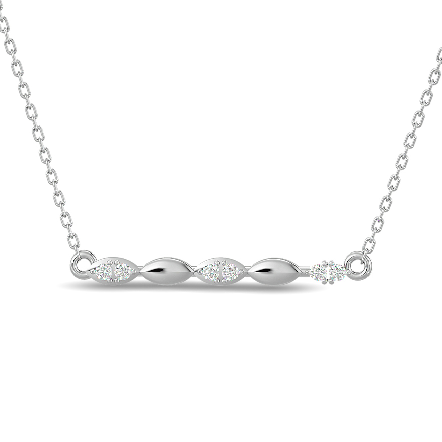 Collar de moda con diamantes redondos de 1/10 ct en oro blanco de 10 quilates.