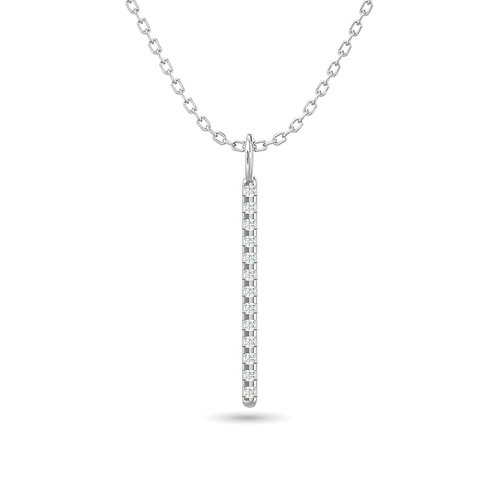 Colgante de barra de diamantes de 1/8 ct en oro blanco de 10 quilates