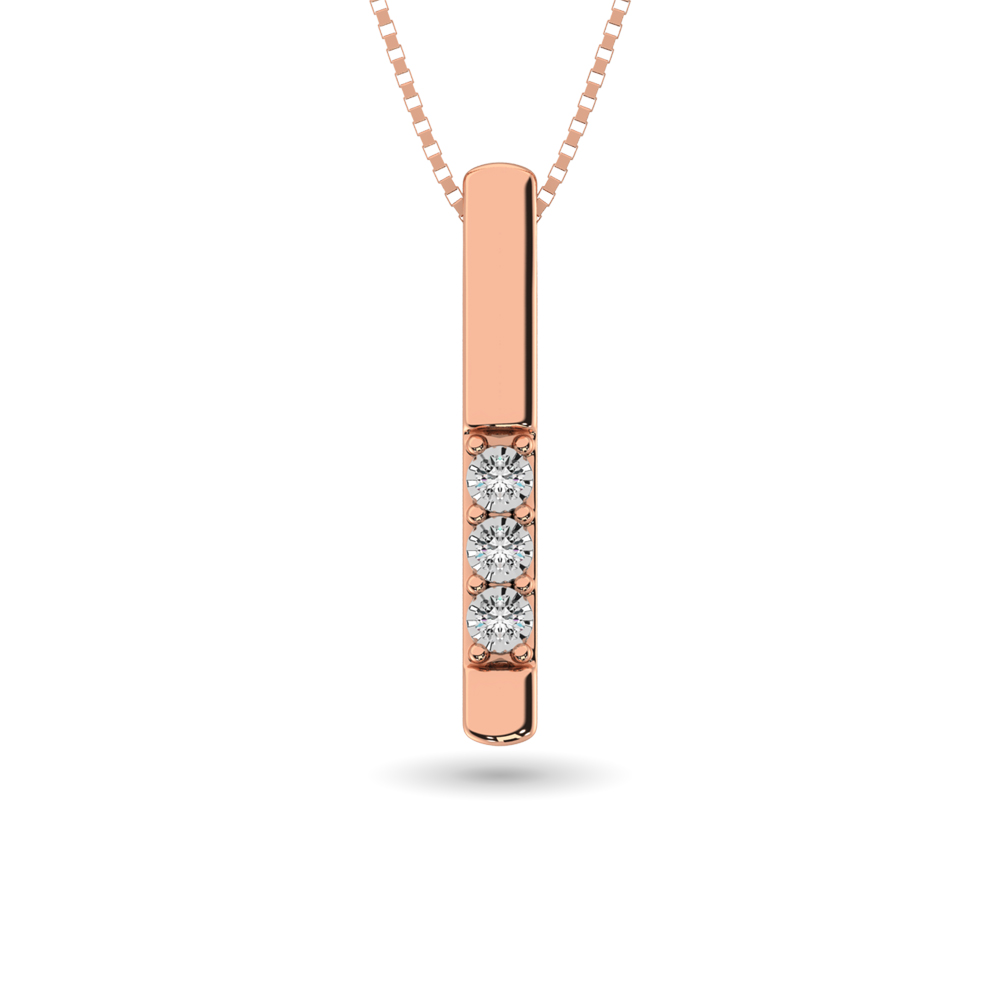 Colgante Triology con diamantes de 1/20 ct en oro rosa de 10 quilates.