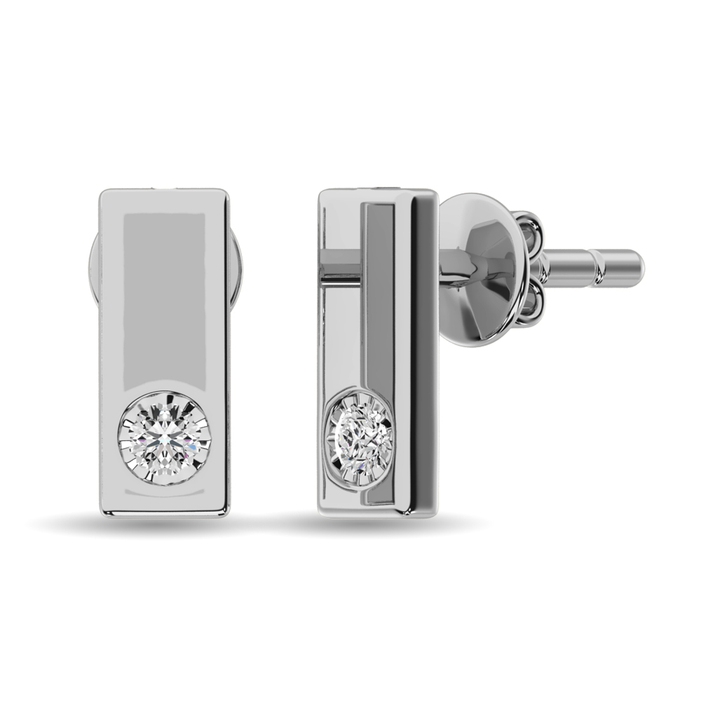 Pendientes de moda con diamantes de 1/20 ct en plata de ley.