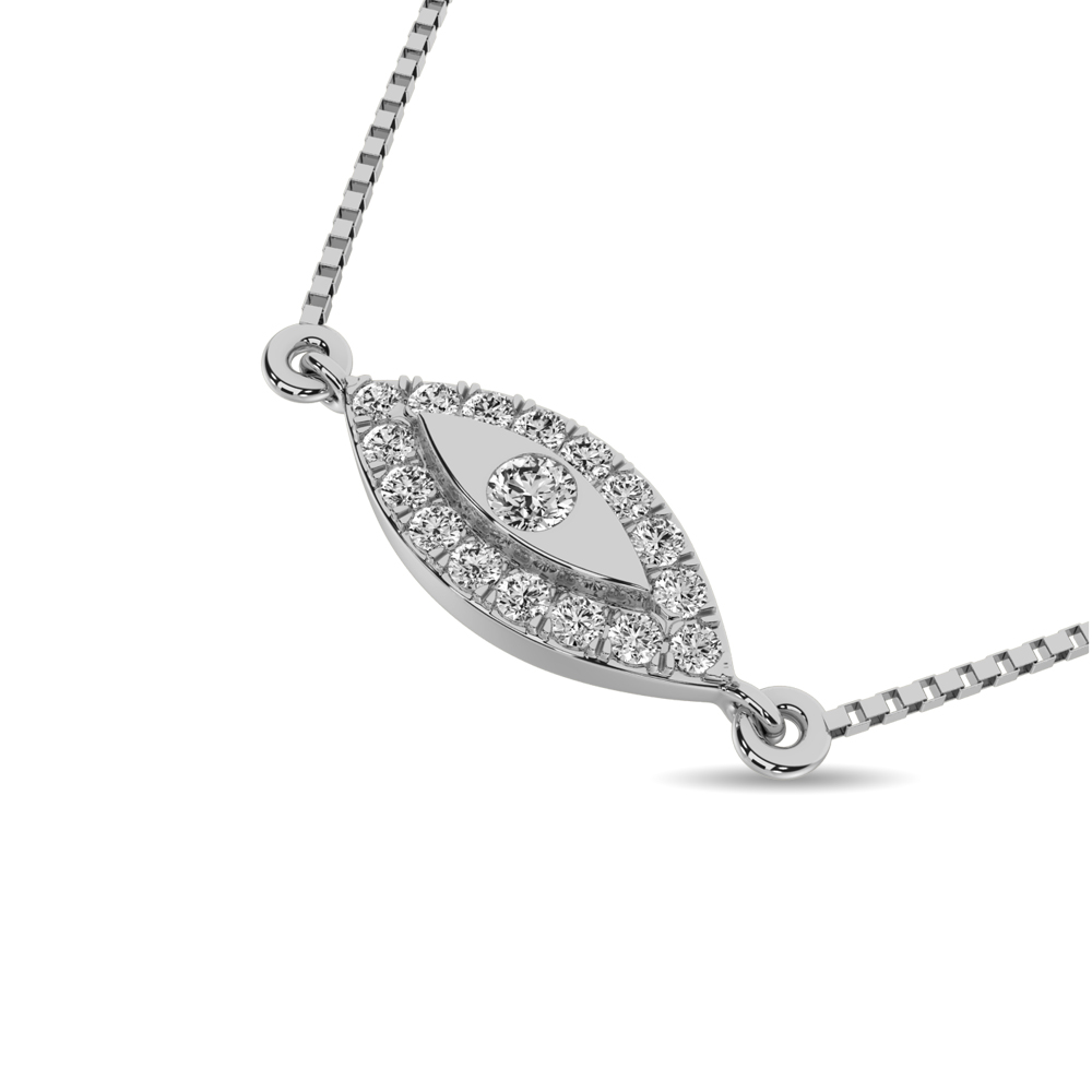Collar de moda con diamantes de talla redonda de 1/10 ct en oro blanco de 10 quilates.