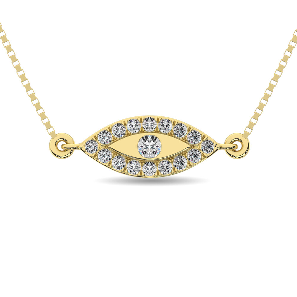 Collar de moda con diamantes de talla redonda de 1/10 ct en oro amarillo de 10 quilates.