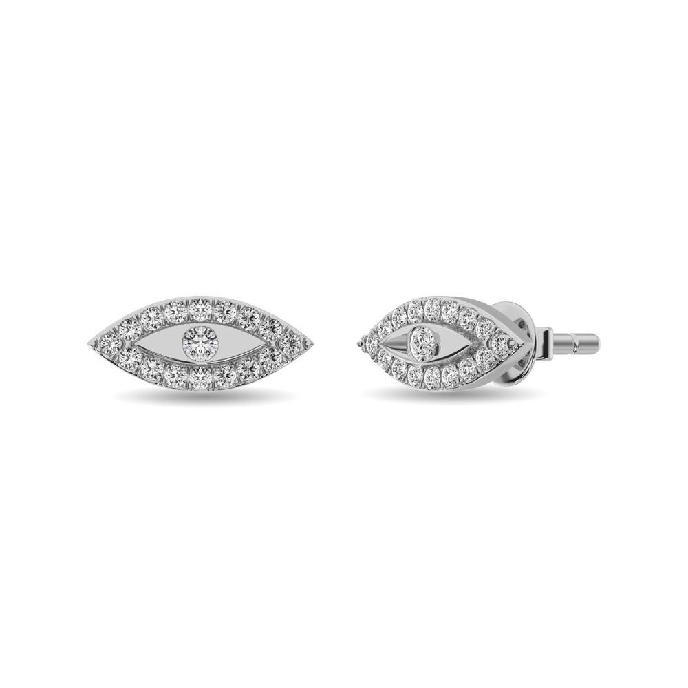 Pendientes de moda con diamantes de talla redonda de 1/6 ct en oro blanco de 10 quilates.