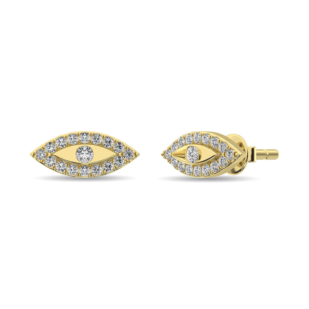 Pendientes de moda con diamantes de talla redonda de 1/6 ct en oro amarillo de 10 quilates.