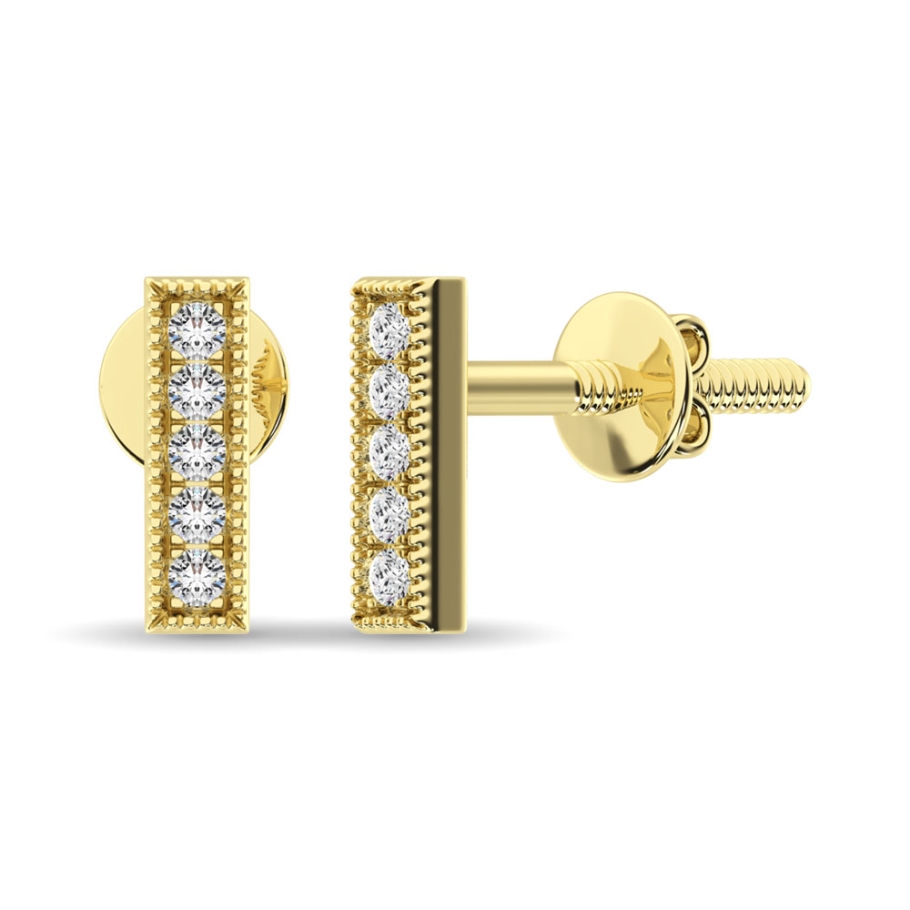 Pendientes de moda con diamantes de 1/20 ct en oro amarillo de 10 quilates.