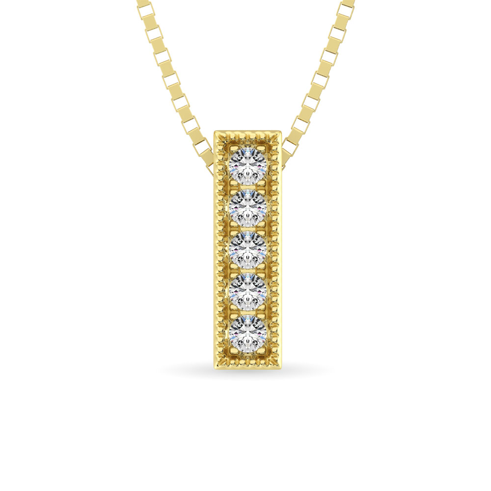 Colgante de moda con diamante de 0,20 ct en oro amarillo de 10 quilates (horizontal).