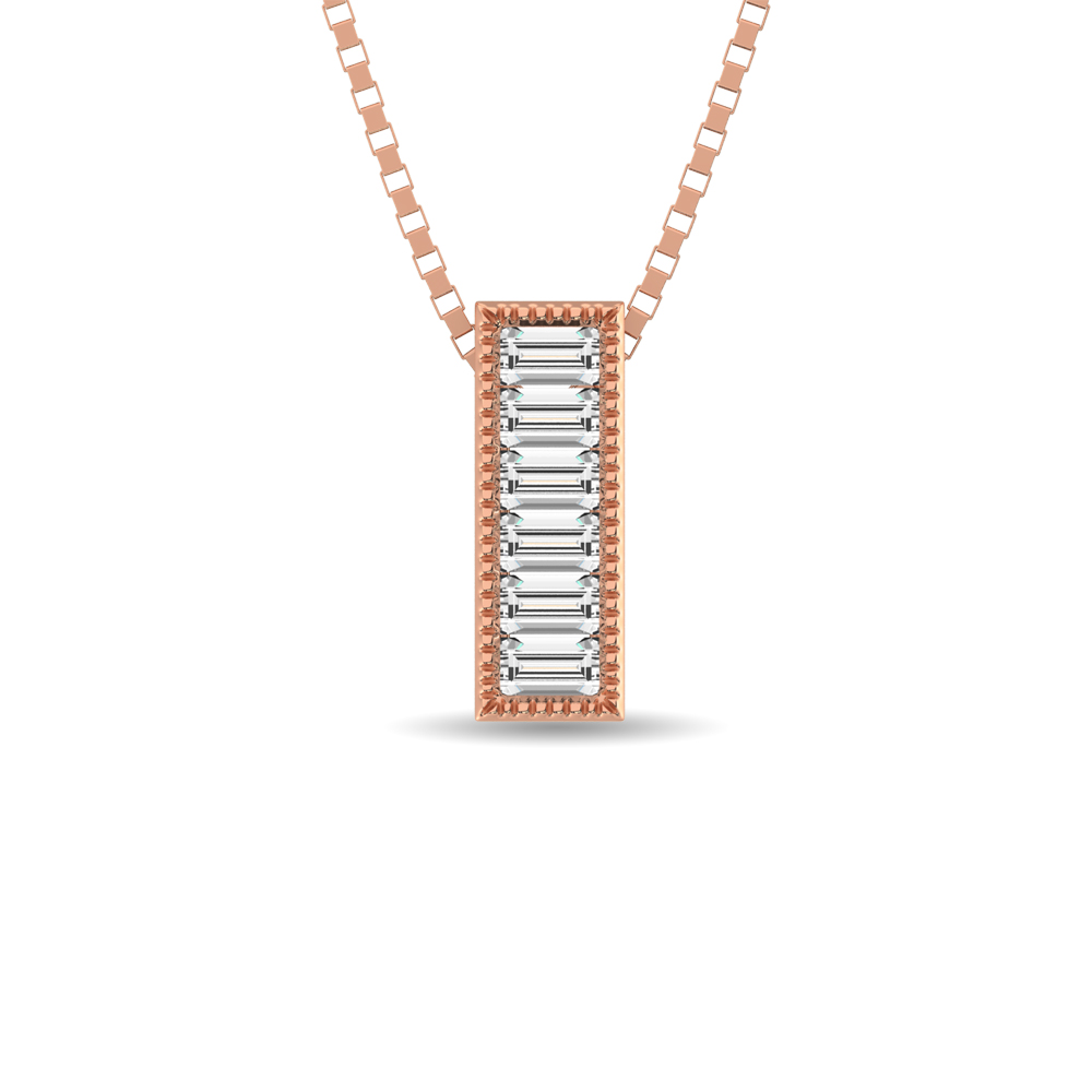 Colgante de moda con diamantes talla baguette de 1/20 ct en oro rosa de 10 quilates.