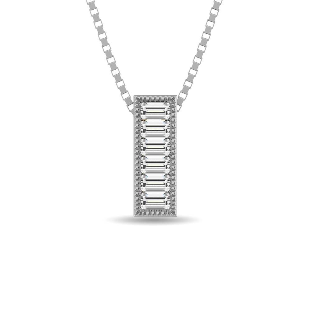 Colgante de moda con diamantes talla baguette de 1/20 ct en oro blanco de 10 quilates.