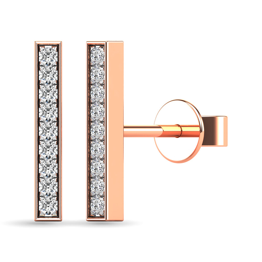 Pendientes de barra con diamantes de 1/20 ct en oro rosa de 10 quilates