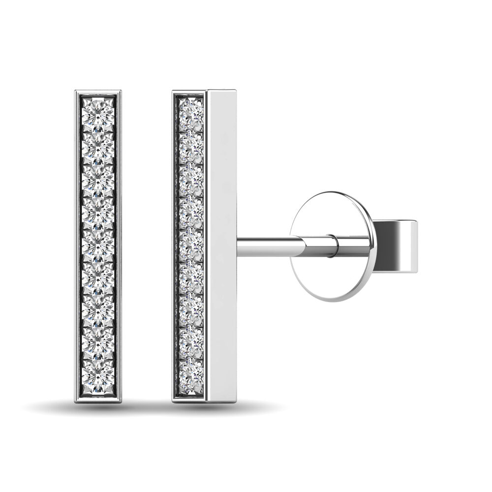 Pendientes de barra con diamantes de 1/20 ct en oro blanco de 10 quilates
