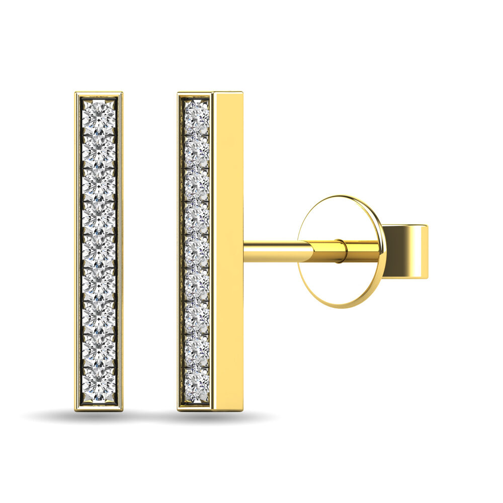 Pendientes de barra con diamantes de 1/20 ct en oro de 10 quilates