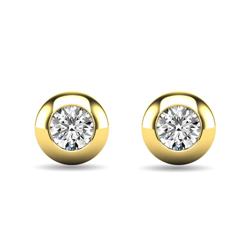 Pendientes de oro amarillo de 10 quilates con diamantes de 1/10 ct engastados en bisel.