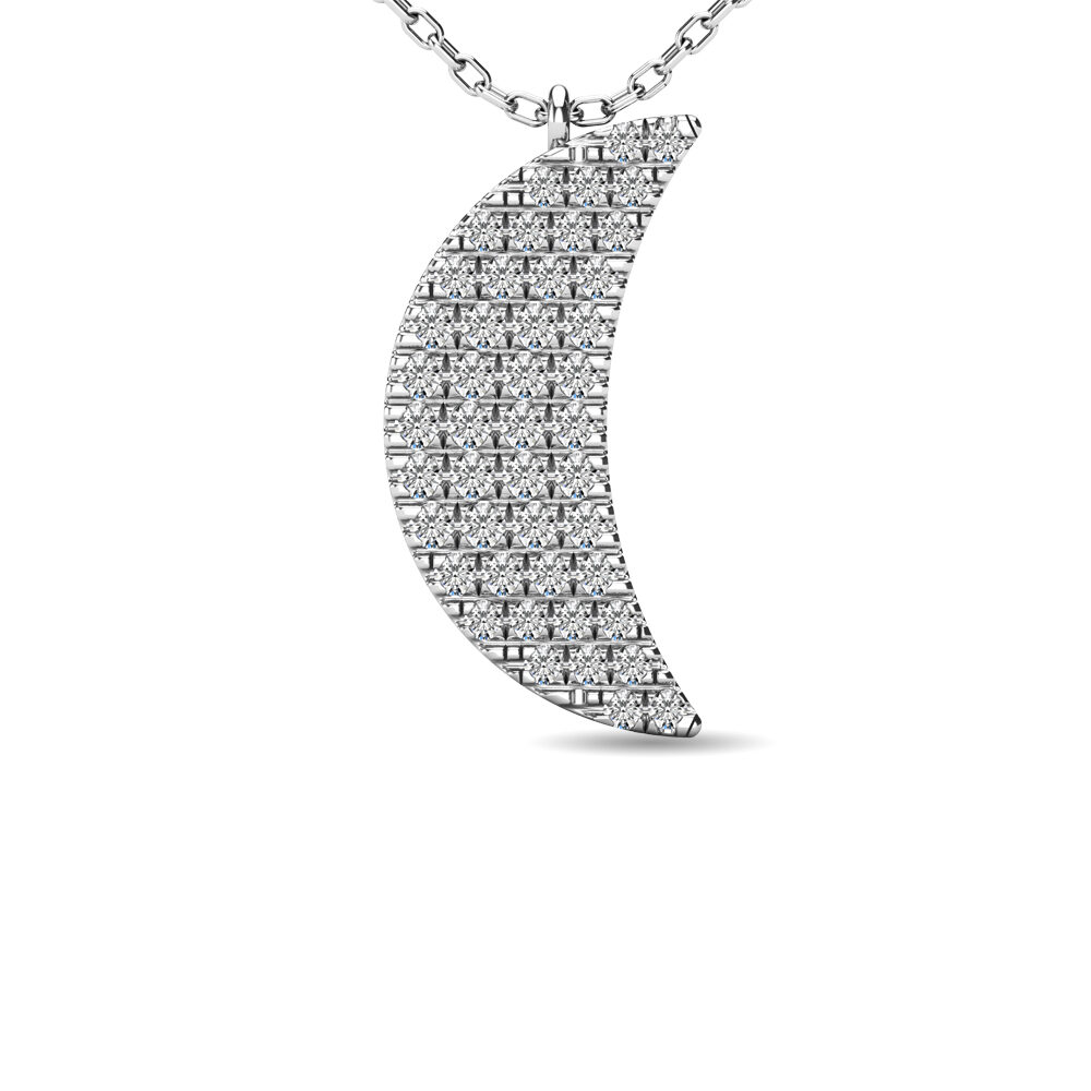 Colgante de luna con diamantes de 1/10 ct en oro blanco de 10 quilates