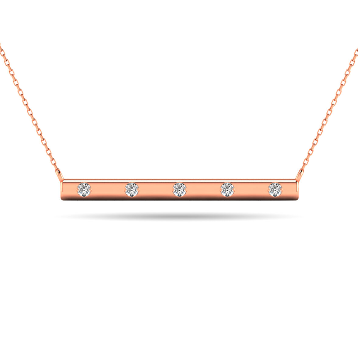 Collar con barra de diamantes de 1/20 ct en oro rosa de 10 quilates