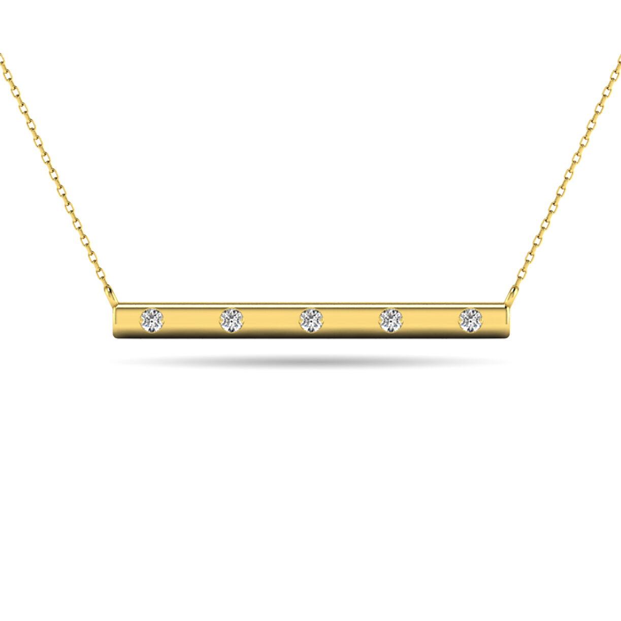 Collar con barra de diamantes de 1/20 ct en oro amarillo de 10 quilates (2)
