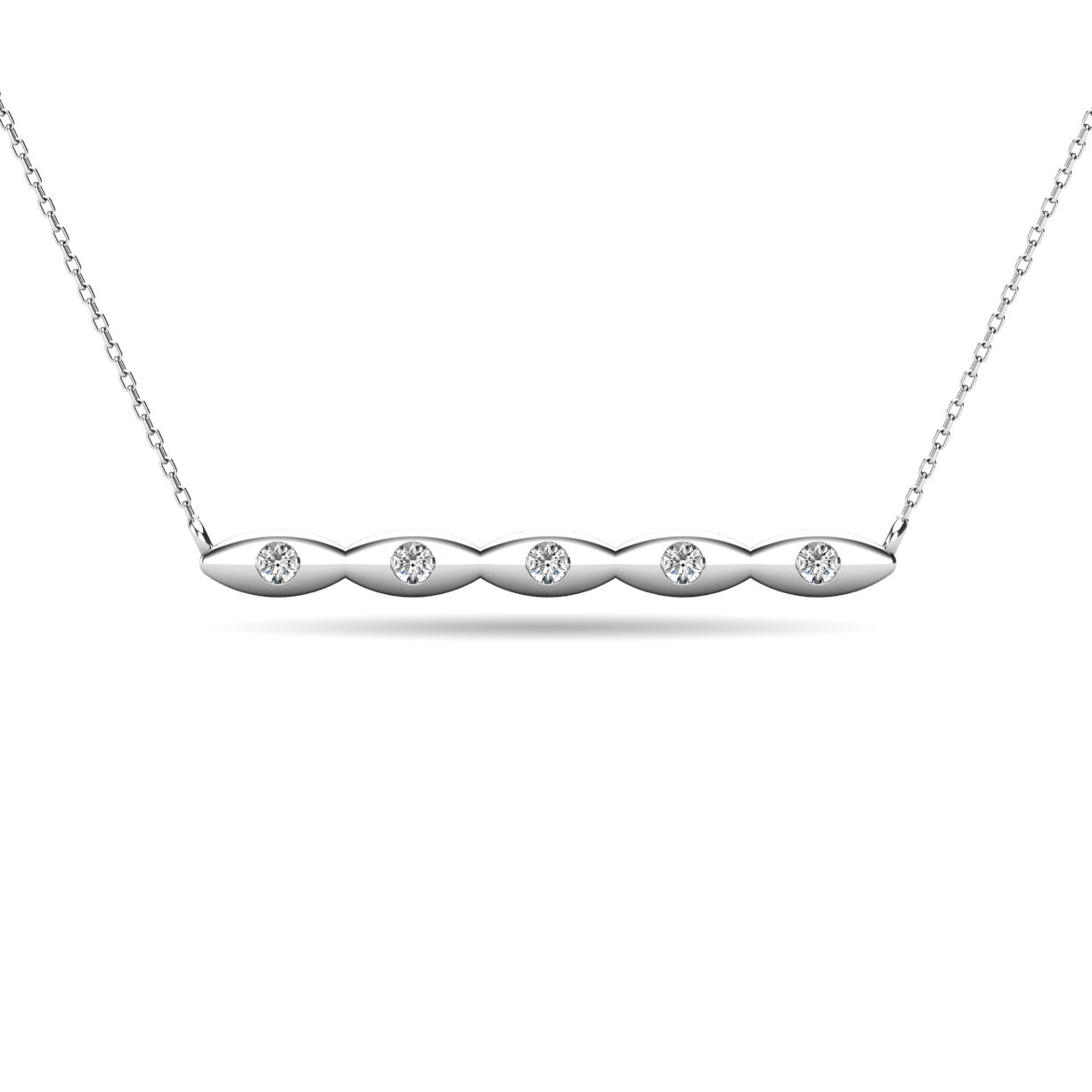 Collar con barra de diamantes de 1/20 ct en oro blanco de 10 quilates