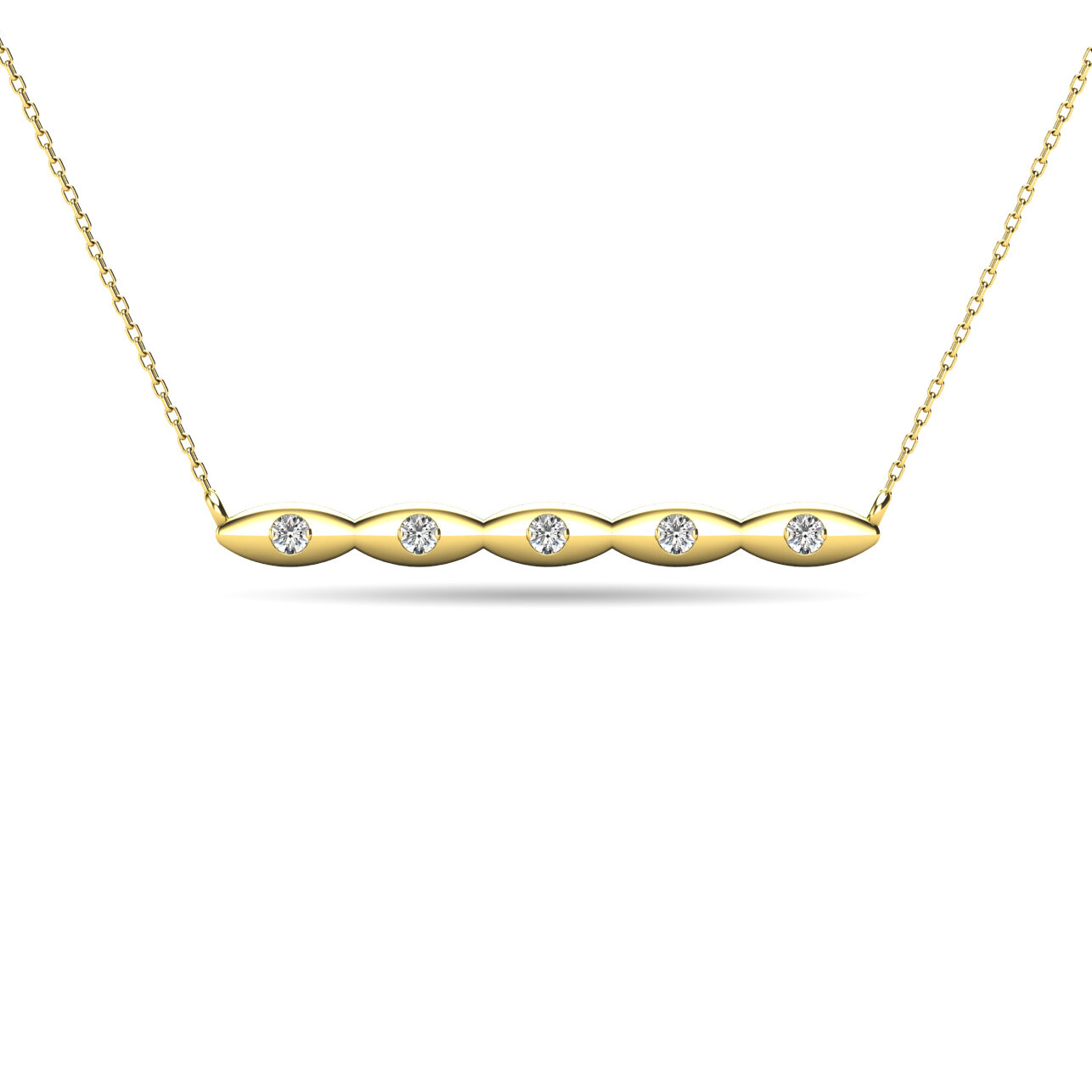 Collar con barra de diamantes de 1/20 ct en oro amarillo de 10 quilates