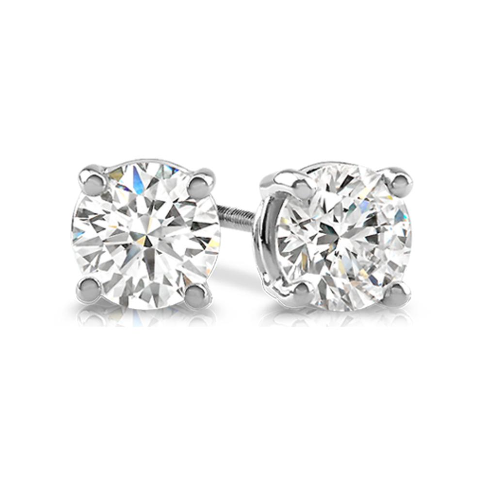 Pendientes de oro blanco de 14 quilates con diamantes de primera calidad de 1/10 ct.
