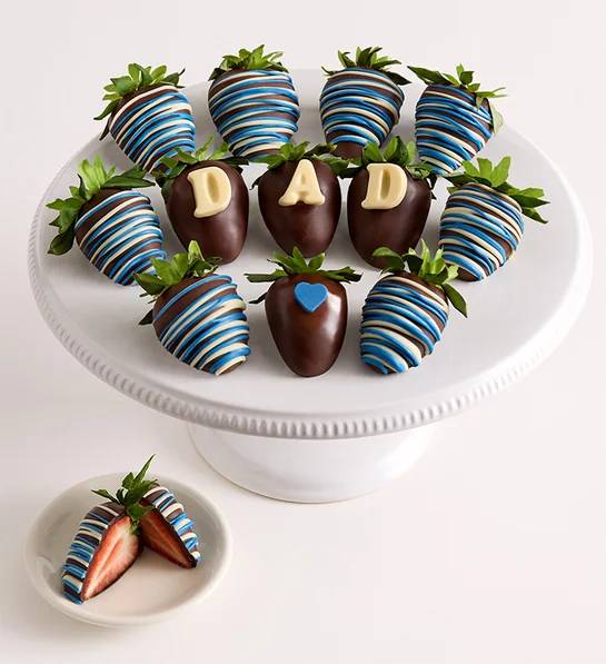 Docena completa de bayas cubiertas de chocolate belga artesanal para el Día del Padre