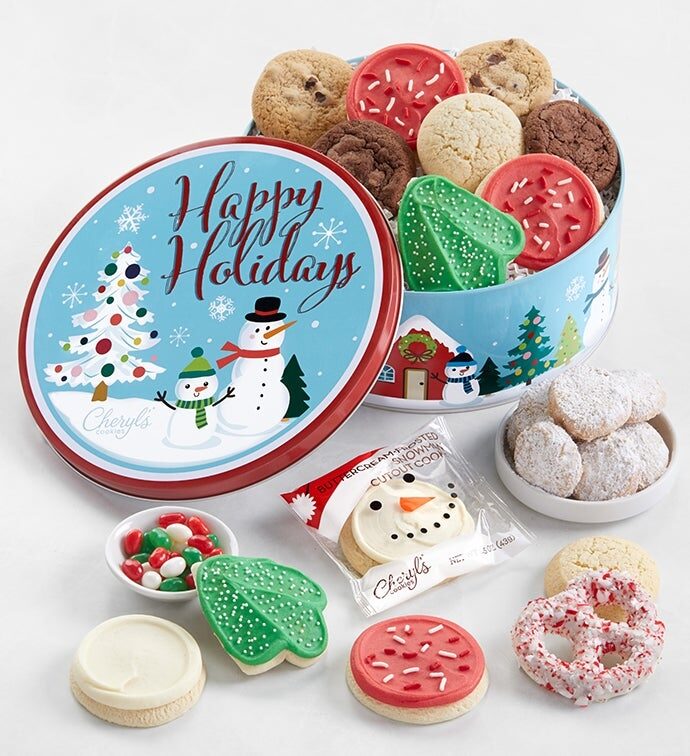 Lata de regalo con diseño de muñeco de nieve - Surtido de dulces