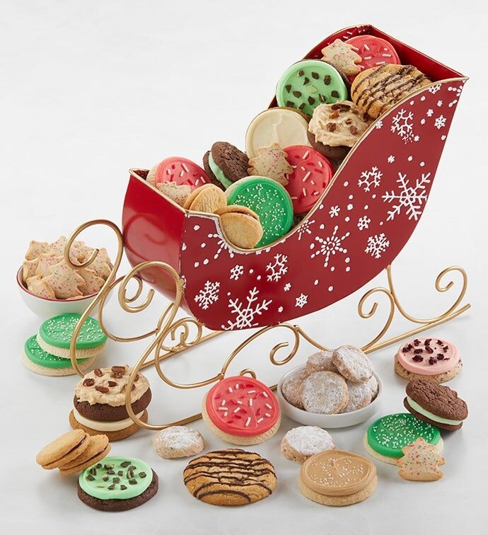 Trineo y galletas en relieve