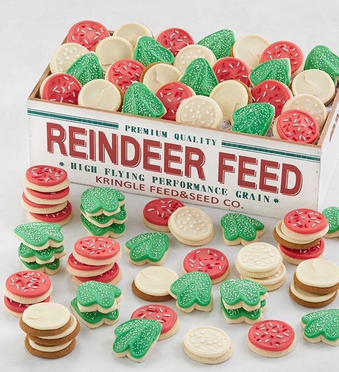 Caja de galletas de azúcar glaseadas con forma de golosina de reno