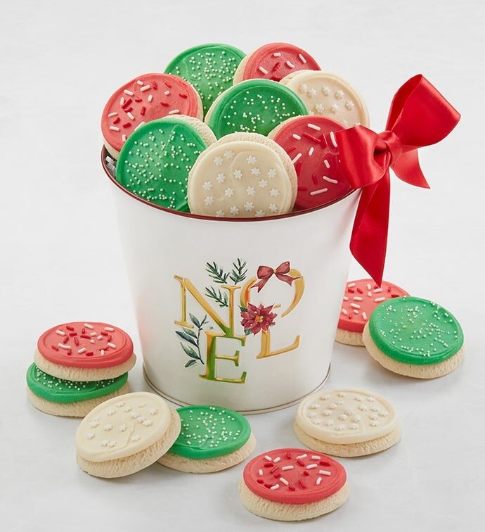 Cubo de regalo de galletas navideñas