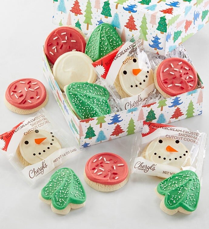 Caja de regalo de galletas de azúcar con glaseado de crema de mantequilla y un toque caprichoso